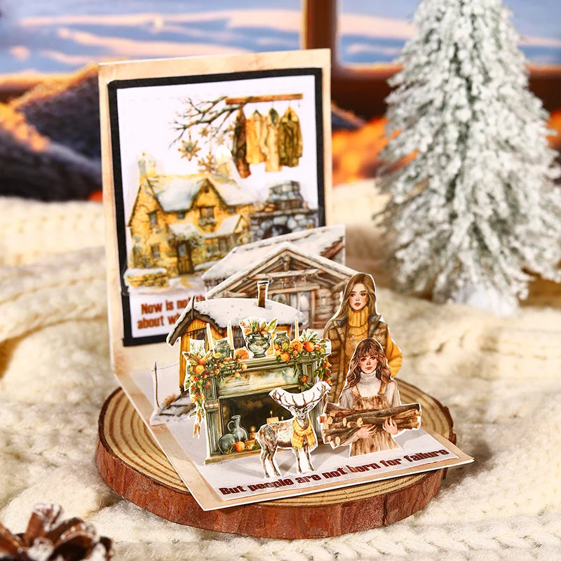 JIANQI 60mm*2m Winter girl PET Tapes Collage Stickers Decor Junk Journal Masking Tape DIY Scrapbook Aesthetic Sticker Stationery