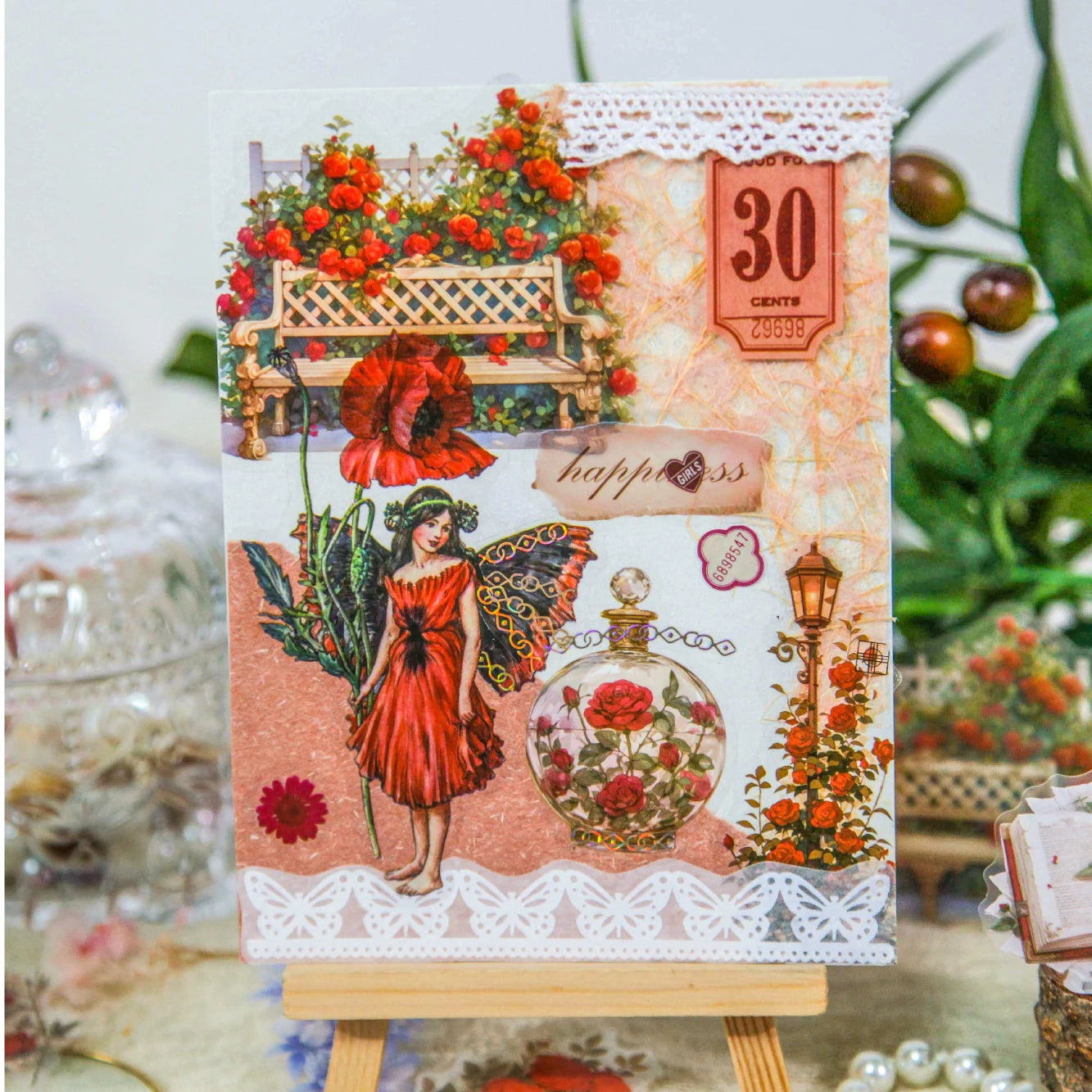JIANQI 30pcs PET Materials Garden Flowers Sticker DIY Scrapbook Collage Supplies Creative Decor Stationery Aesthetics Stickers