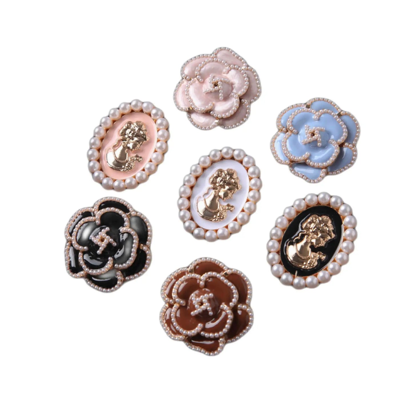 JIANWU Camellia Beauty Series Vintage Pearl Flower Landscaping Material Metal Clip Creative DIY Journal Stationery