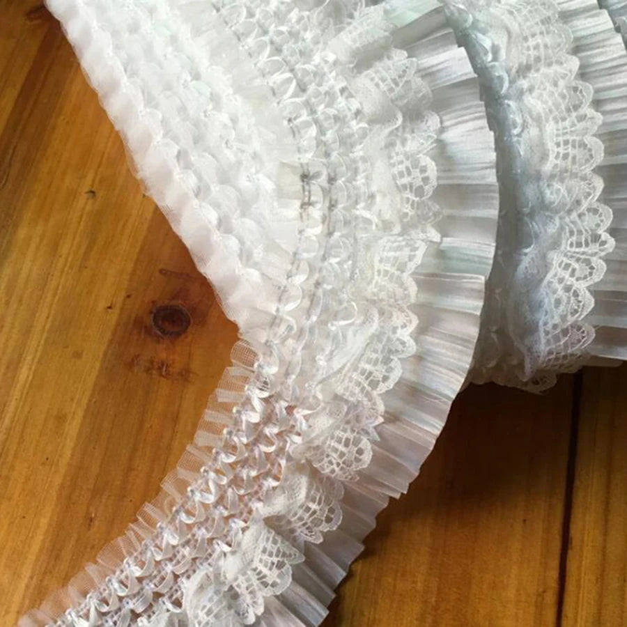1Yard Elastic Lace Fabric DIY Sewing Applique Ruffle Craft Decoration 7CM Wide