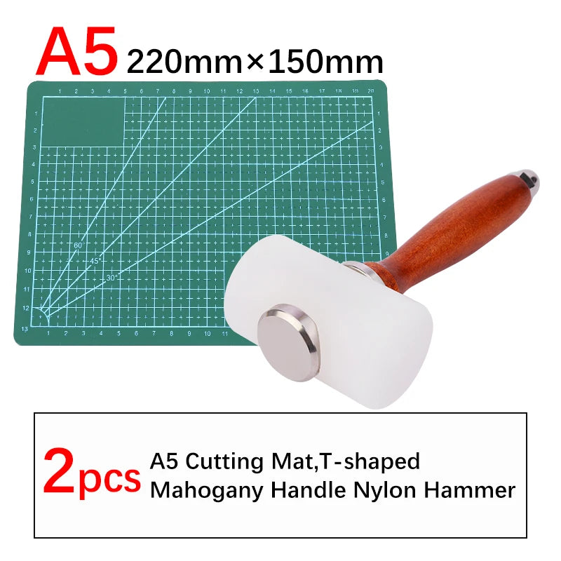 A5/A4/A3 PVC Leather Craft Tool Cutting Mat DIY Double-Sided Self-Healing Mat Bottom Plate Cutting Tool Set with Hammer