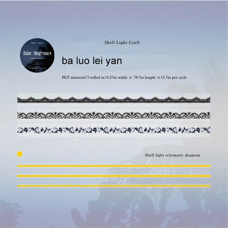 JIANWU The Shadow of The Underworld Series Vintage Lace Flower Landscape Material Collage Tape Set Creative Journal Stationery