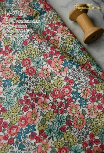 145x50cm Pastoral Floral Poplin Cotton Fabric DIY Children's Wear Cloth Make Bedding Quilt Decoration Home
