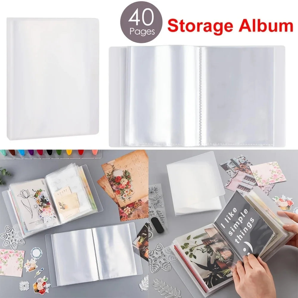 40-Page Classic A6 Photo Storage Album - Zippered Binder Pockets for Scrapbooking, Transparent Protector Sheets for Photo Cards