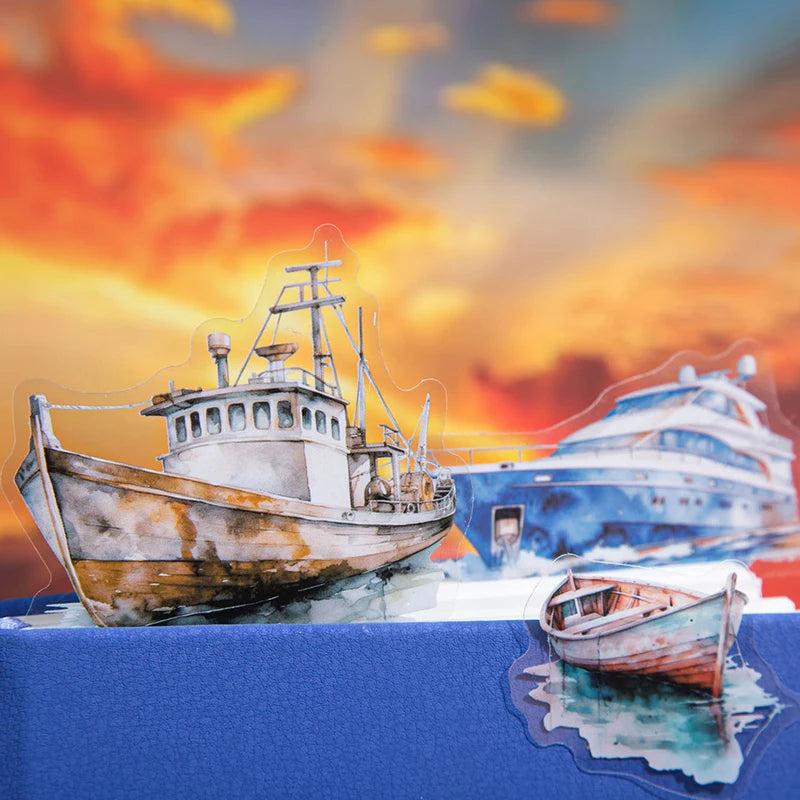 JIANQI 20pcs Water landscape Sticker Pack Junk Journal DIY Scrapbooking Supplies Collage School Stationery Stickers