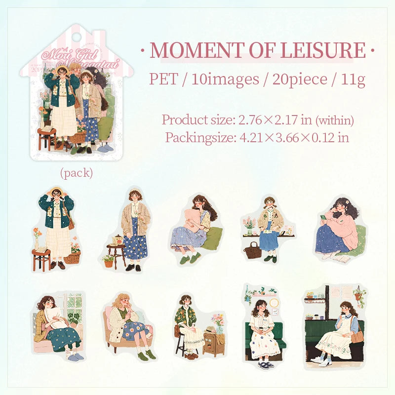 JIANQI 20pcs Girl's life Stickers Aesthetic Landscape Decorative Scrapbooking Diary Album Collage material junk journal supplies