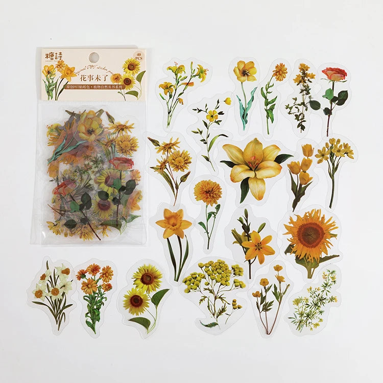 Natural plant collection Green Leaf Decorative PET Stickers Scrapbooking Label Diary Stationery Album Phone Cup Journal Planner