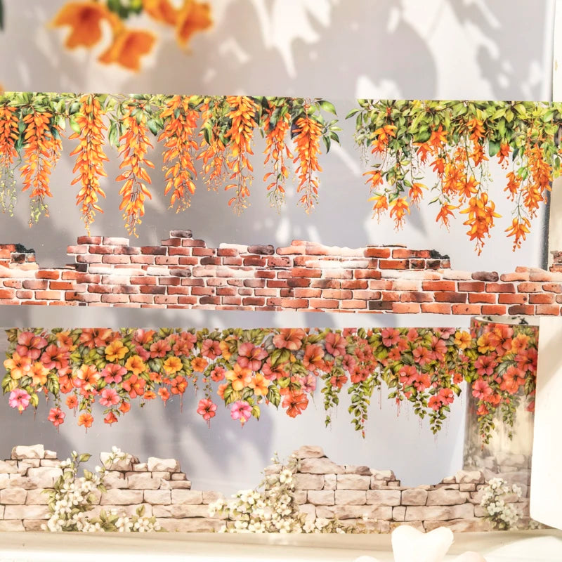 65mm*2m PET Plant Vine and stone wall tape Sticker Decorative collage Adhesive Diy Scrapbooking hand made Masking tape