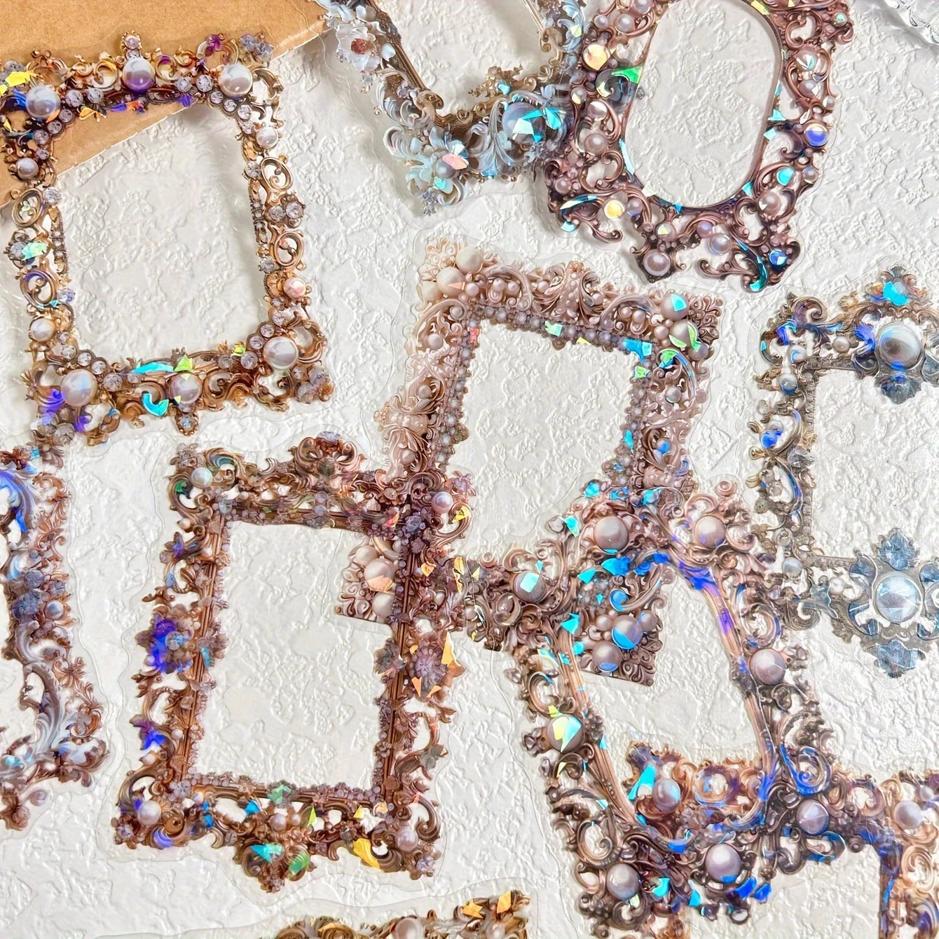10 Pcs/Pack Floral Frame Stickers Adhesive Materials DIY Scrapbooking Decor Junk Journal Collage Stationery Diary Sticker