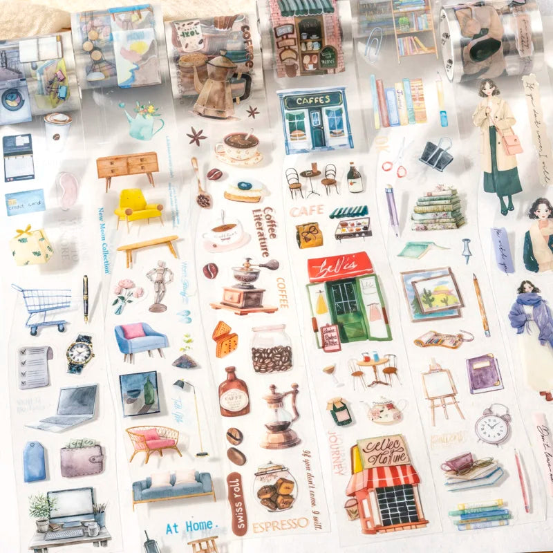 JIANQI 45mm*2m PET Daily Life tape Sticker Decorative collage Adhesive Diy Scrapbooking hand made Masking tape