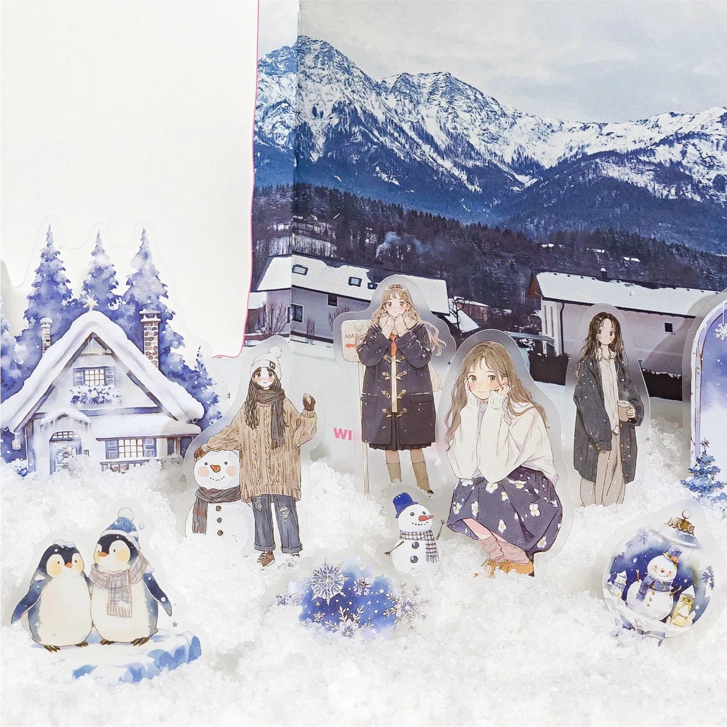 JIANQI 40pcs Four Seasons Girls Stickers Aesthetic Landscape Decor Scrapbook Diary Album Collage material junk journal supplies