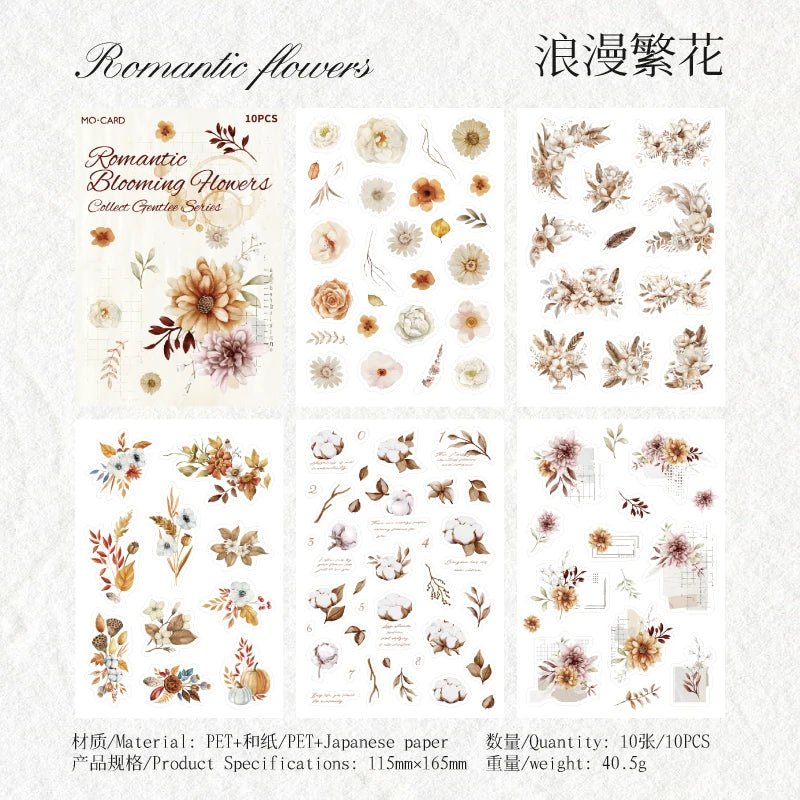 10 pcs PET Die cut Stickers book Butterfly Plants Flowers Decorative handmade Scrapbooking Material Diary Album Craft Supplies