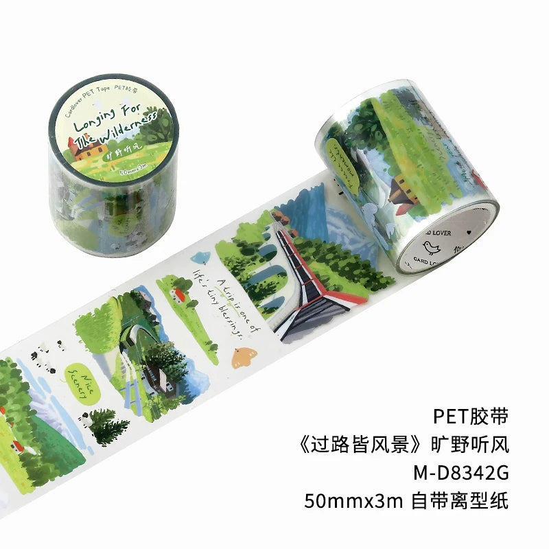 JIANQI 50mm*3m Road scenery series tape PET Material Scrapbooking Stickers Stationery Supplies Decorative DIY Sticker