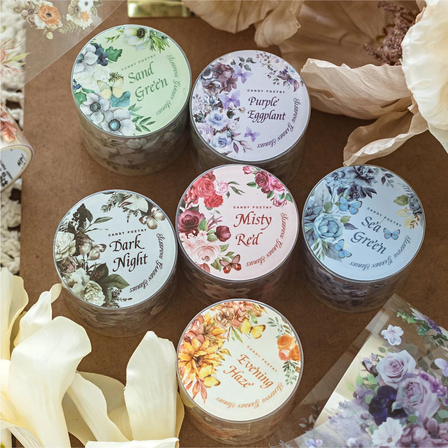 JIANQI 40mm*2m PET Flower Tape for Diary Scrapbooking DIY Deco Junk Journal Creative Stationery School Supplies Masking Tapes