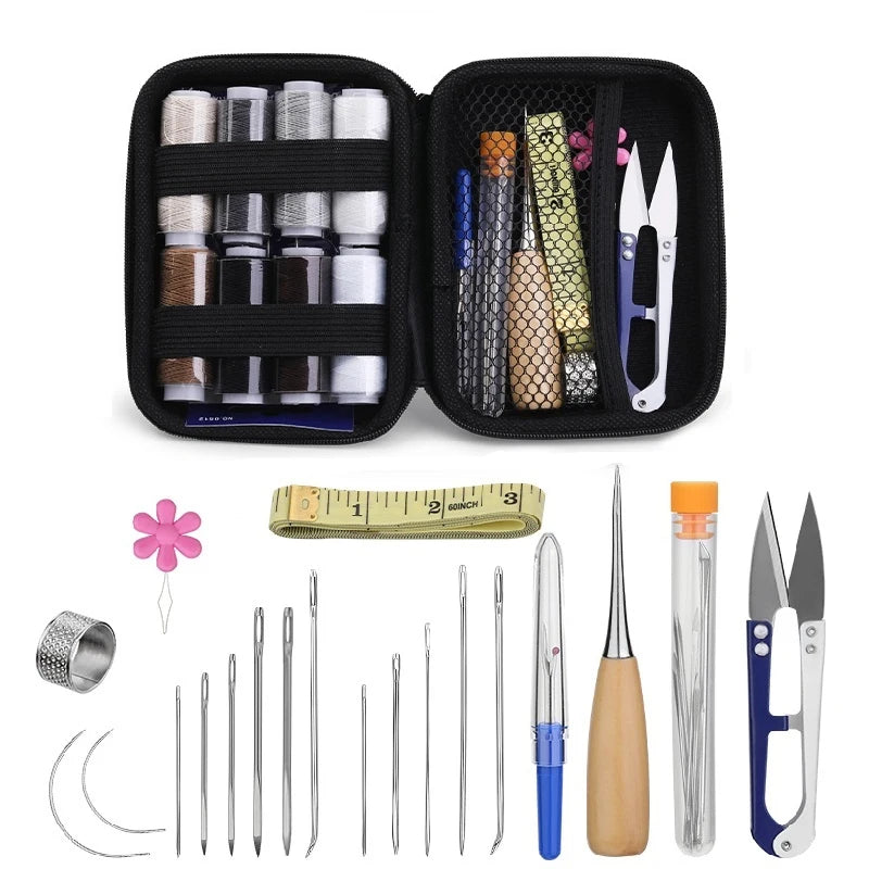Upholstery Repair Leather Sewing Kit for Shoes Sofa Tent Carpet Leather Craft DIY Seam Ripper Sewing Thread Needle