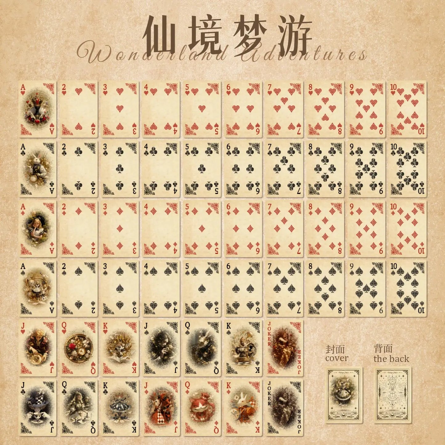 JIANQI 55 pcs Retro poker cards material paper Decorative Scrapbooking Diary Album hand made Collage material Background paper