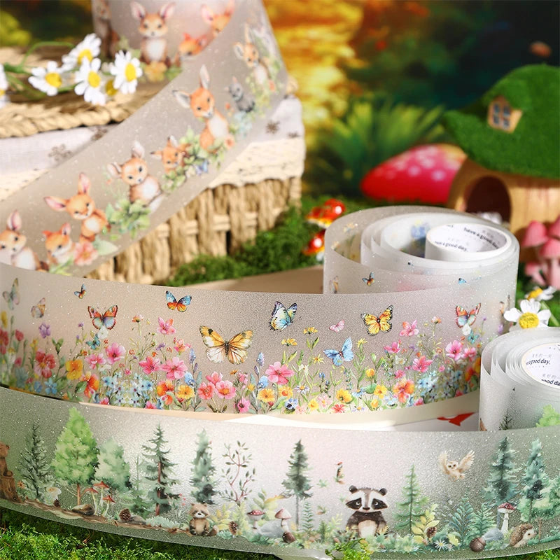 JIANQI 50mm*2m Animal World landscape Tapes DIY Scrapbooking Decor Photo Album Collage Journalling Materials Stickers