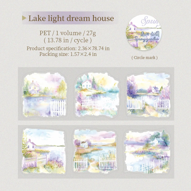 JIANQI 60mm*2m PET Tapes Chunri Park DIY Scrapbooking Decor Photo Album Collage Junk Journal Materials Aesthetics Stickers