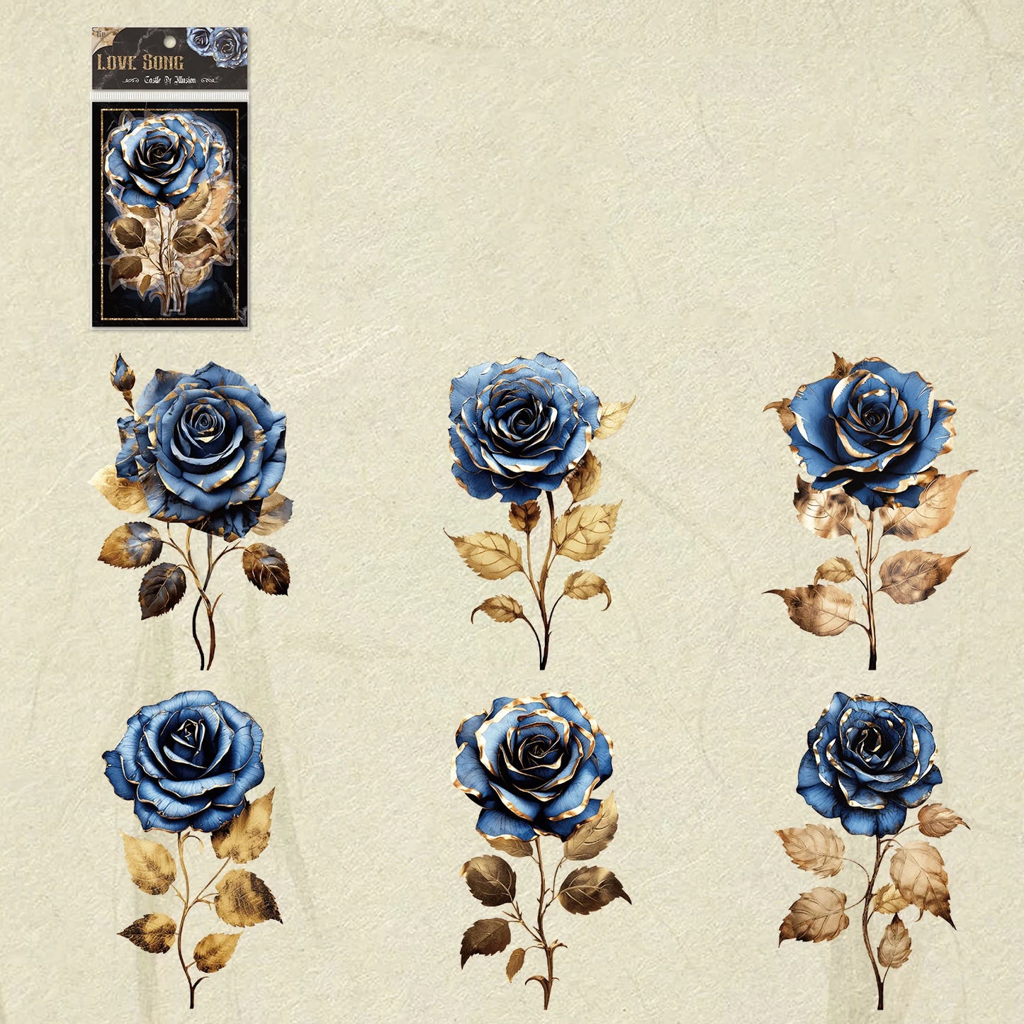 JIANQI 6pcs/pack PET Floral Stickers Big Size DIY Scrapbooking Art Collage Diary Materials Decor Aesthetics Sticker Stationery