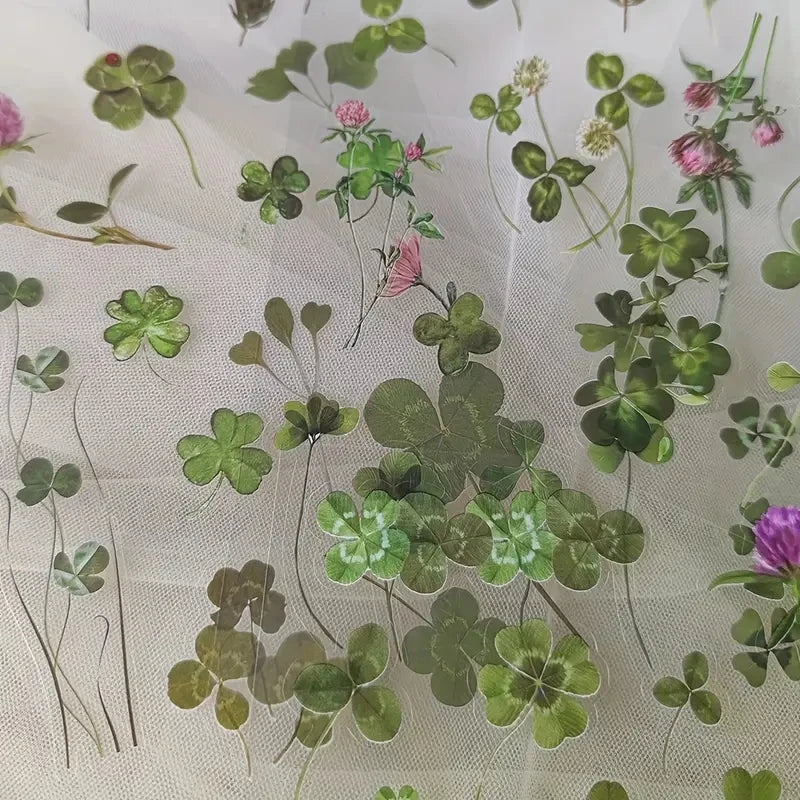 JIANQI 6pcs/pack Transparent PET Stickers Scrapbooking Materials DIY Junk Journal Collage Floral Leaves Plants Decor Stickers