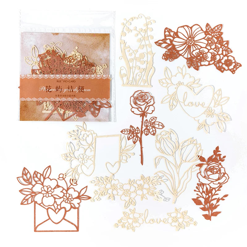 10 pcs INS lace material paper Hollowed butterfly Flowers Decorative Scrapbooking Diary Album hand made Collage Background paper