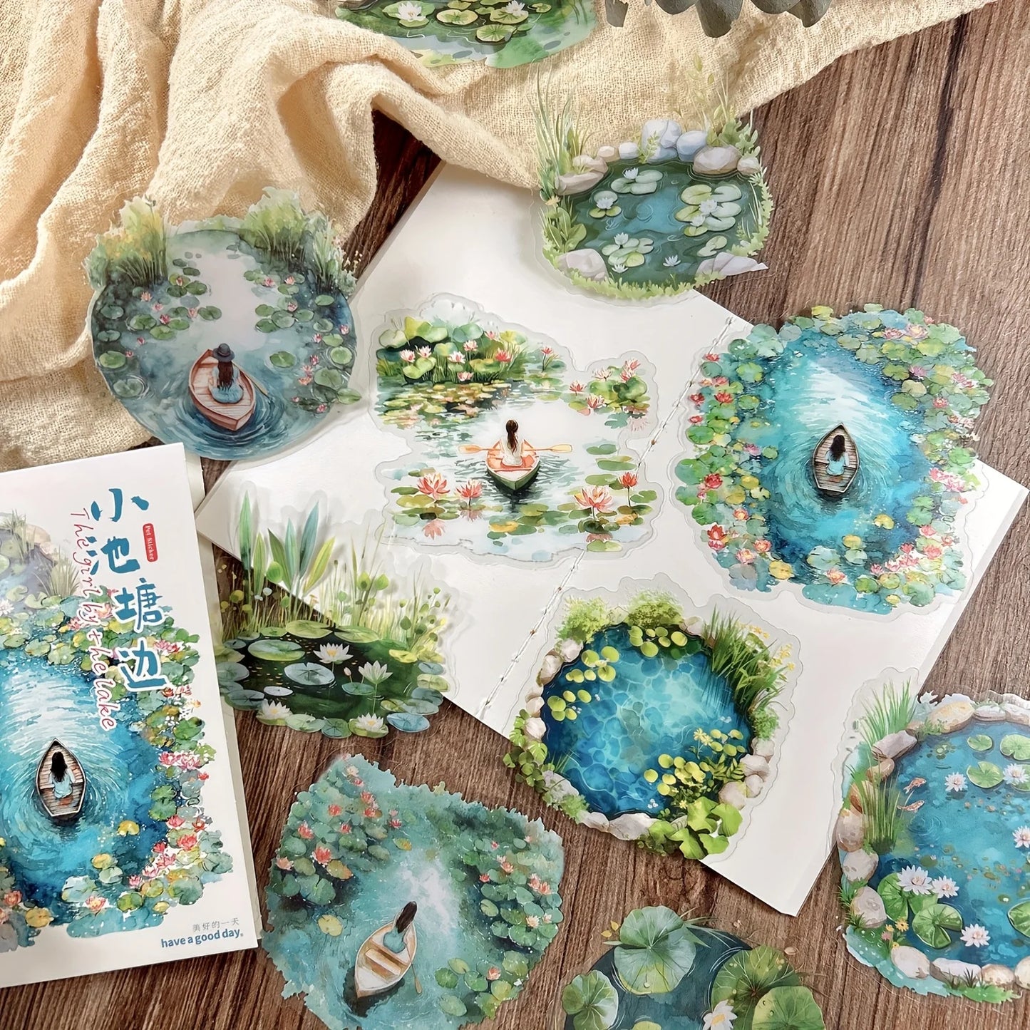 10 pcs Large Size Pond and Lake Landscape Stickers For DIY Scrapbooking Planner Collage Diary Supplies Sticker Stationery