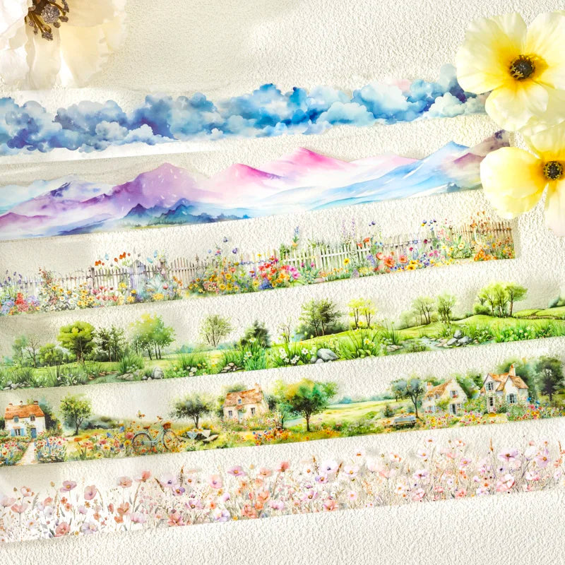 JIANQI 40mm*2m PET Tapes forest garden DIY Scrapbooking Decor Photo Album Collage Junk Journal Materials Aesthetics Stickers