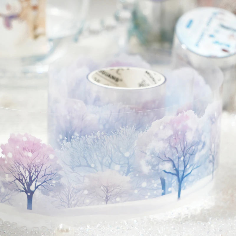 JIANQI 50mm*2m PET Winter snow scenery Tapes Decorative collage Adhesive Diy Scrapbooking hand made Masking tape Sticker