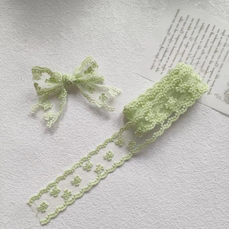 2Yards Flowers Embroidery Wavy Edge Lace Ribbon Hair DIY Headwear Bow Crafts Sewing 40MM