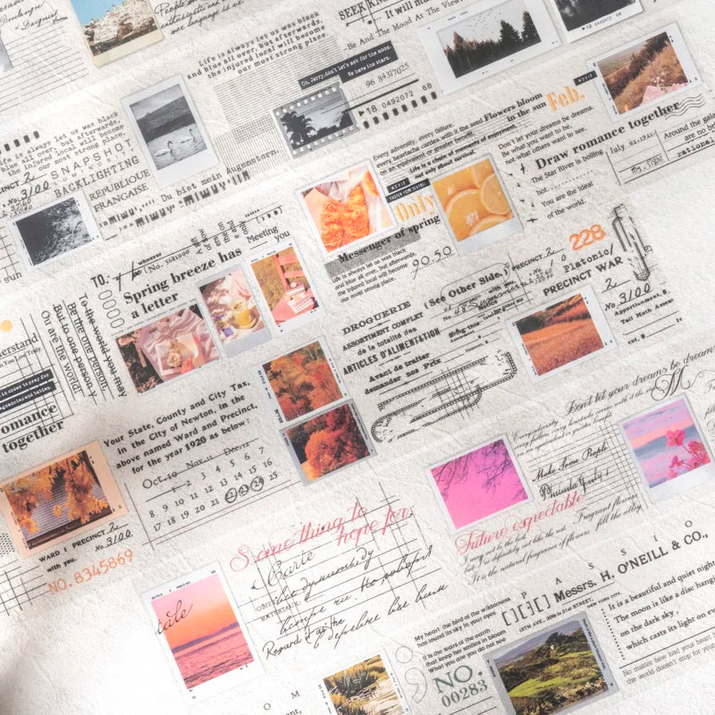 JIANQI 40mm*2m Aesthetics PET Travel Landscape Stickers DIY Scrapbooking Decor Materials Collage Photo Album Marking Tapes