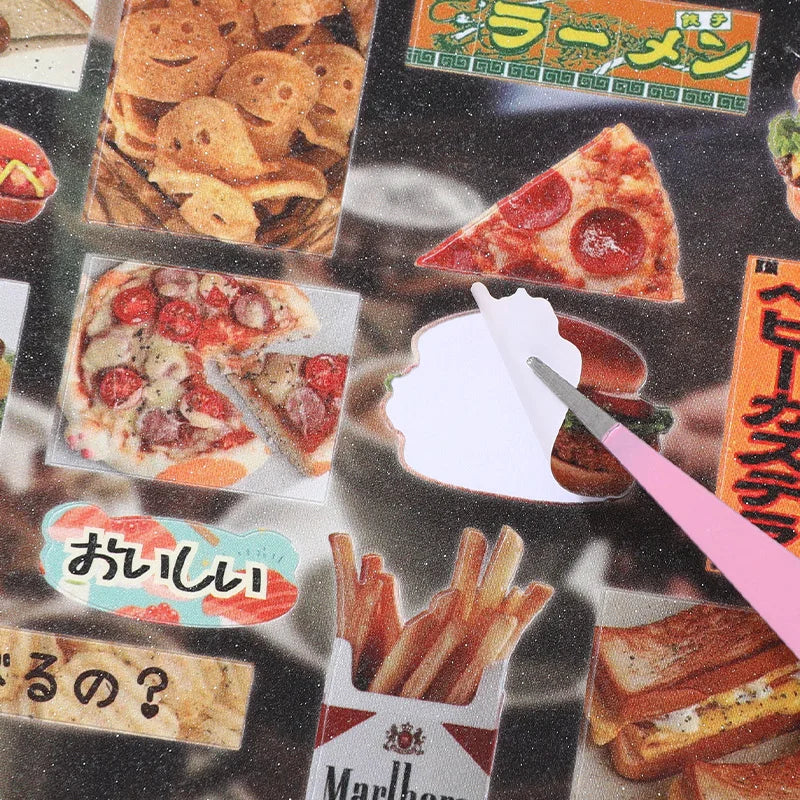 JIANQI 30 Sheets PET Die cut Stickers book Japanese cuisine Decorative handmade Scrapbooking Material Diary Album Craft Supplies