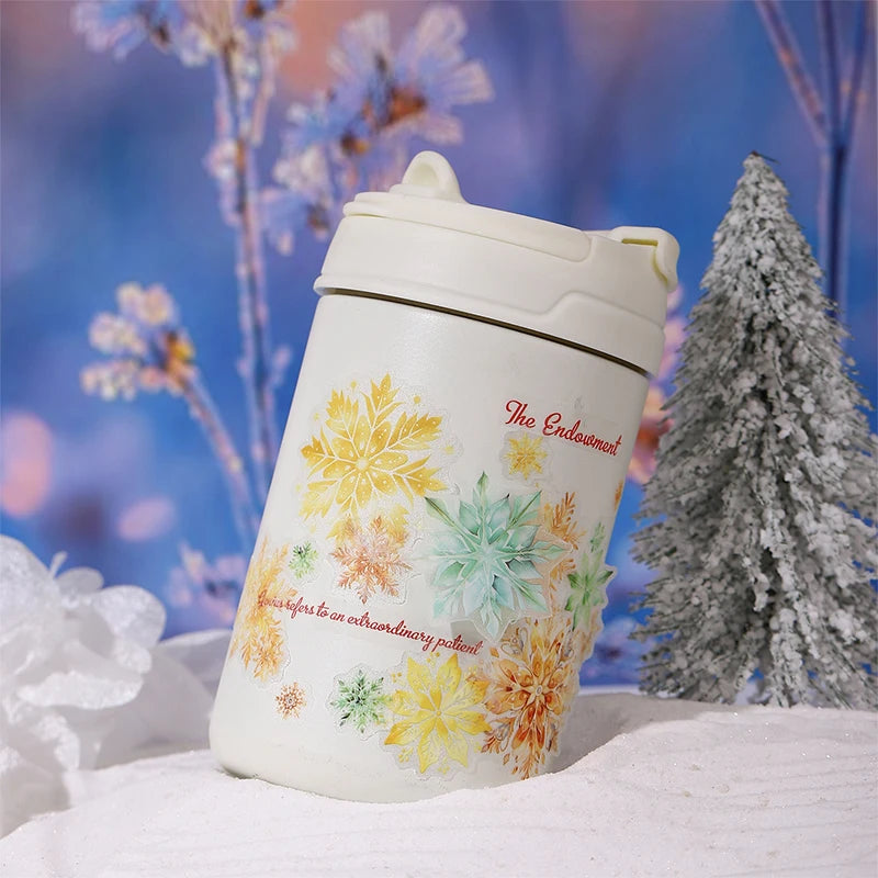 JIANQI50mm*2m PET Tapes Die cut snowflakes DIY Scrapbooking Decor Photo Album Collage Junk Journal Materials Aesthetics Stickers