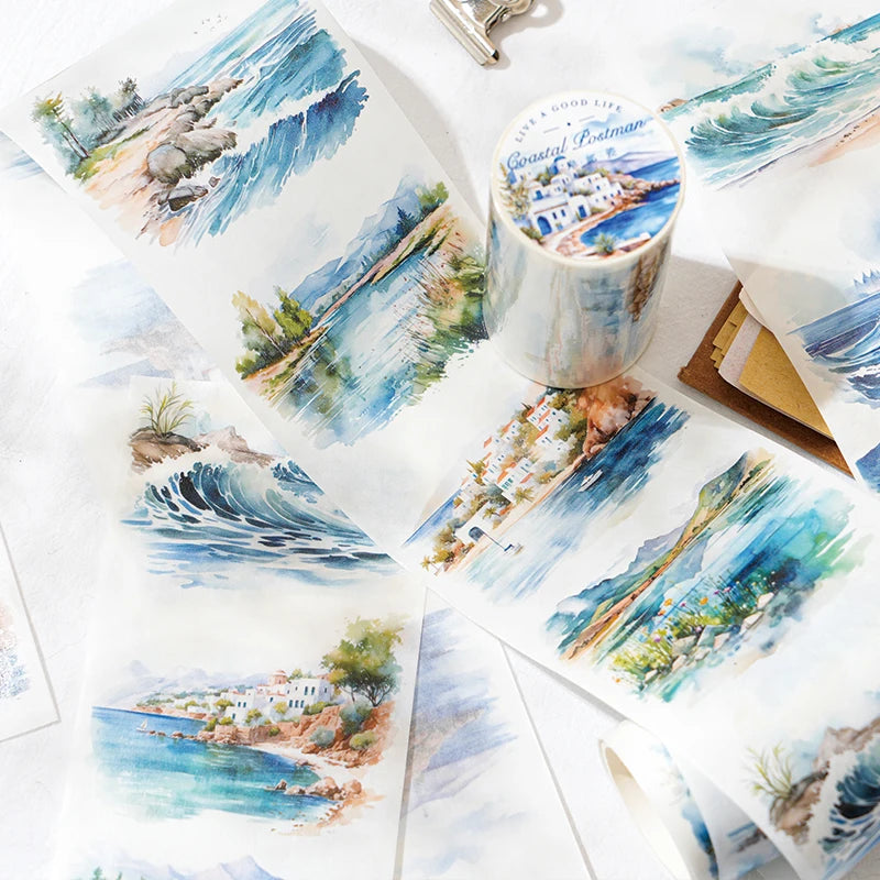 JIANQI 70mm*2m Beautiful scenery series tape PET Material Scrapbooking Stickers Stationery Supplies Decorative DIY Sticker