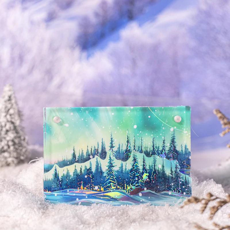 JIANQI 50mm*2m Winter landscape PET Tape Creativity Scrapbooking Hand Account Adhesive hand made Diy Junk Journal Craft Supplies