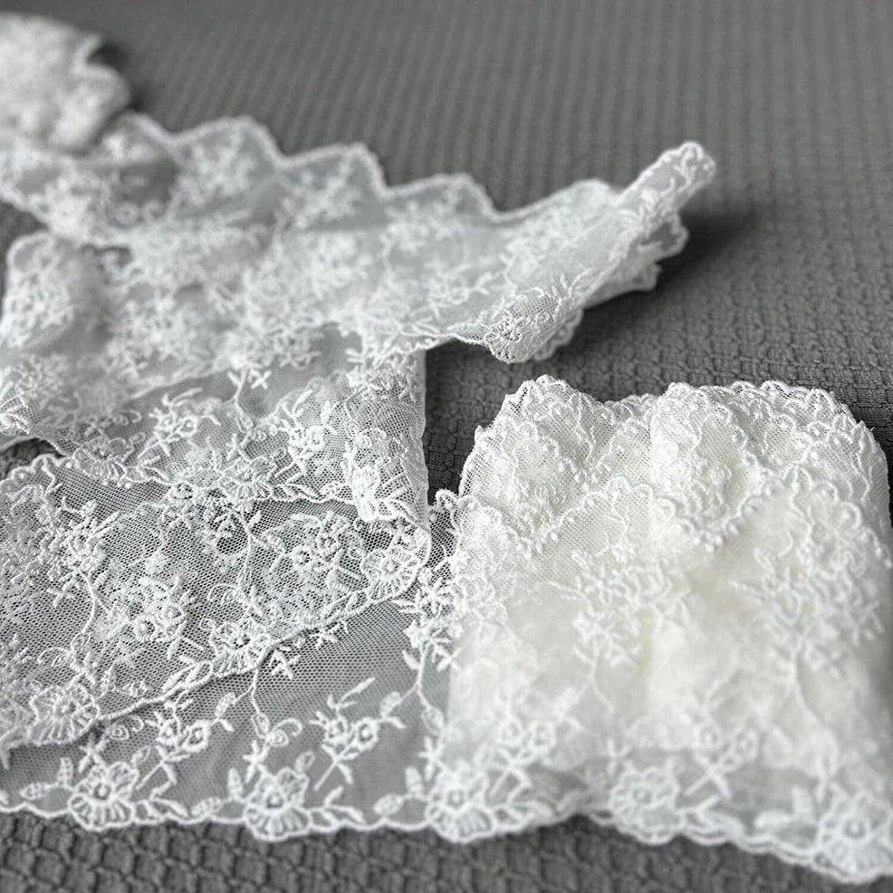 1 Yard Water-Soluble Ruffle Black White Flower Embroidery Lace Trim Fabric For Wedding Home Supplies Handmade Sewing Crafts