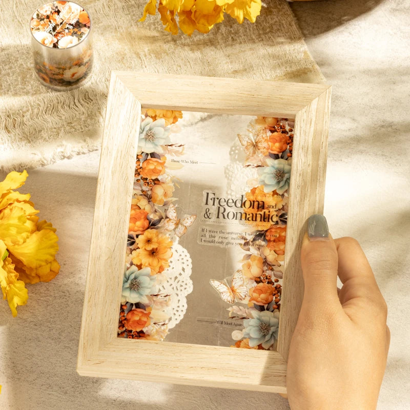 JIANQI 45mm*2m Transparent PET Floral Tapes DIY Scrapbooking Decor Photo Album Collage Journalling Materials Aesthetics Tapes