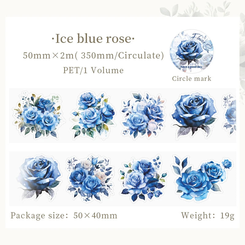 JIANQI 50mm*2m PET Plant Flowers tape Sticker Decorative collage Adhesive Diy Scrapbooking hand made Masking tape