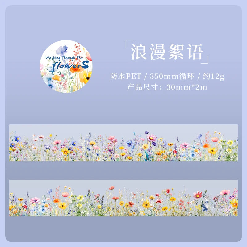 JIANQI 30mm*2m Creative Plants and Flowers tapes hand tent DIY Stick Labels Scrapbooking Material Junk Journal Supplies