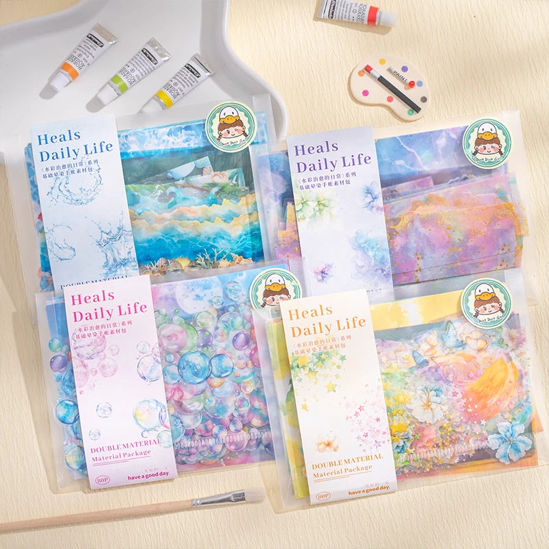 JIANQI 80pcs Vintage Stickers Set Diy Scrapbooking material Labels paper for Journal notebook Planner hand made Craft Supplies