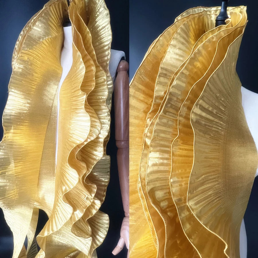 1 Yard Metal Wave Solid Pleated Ruffle Lace Fabric 15CM Wide