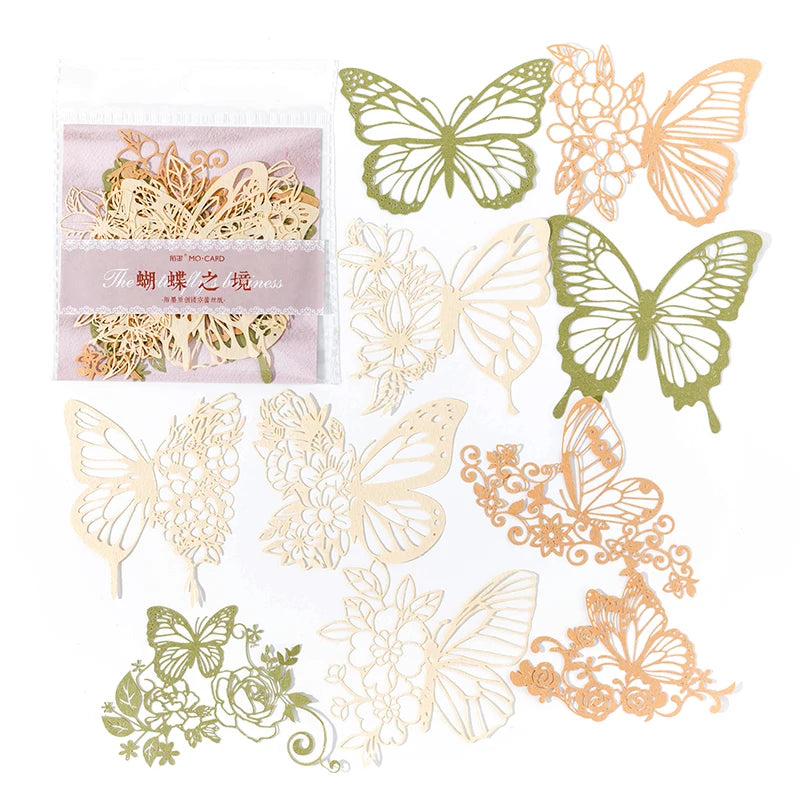 10 pcs INS lace material paper Hollowed butterfly Flowers Decorative Scrapbooking Diary Album hand made Collage Background paper