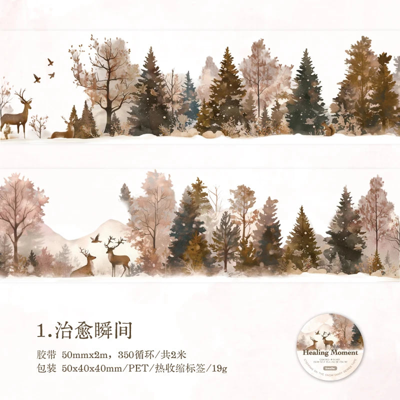 JIANQI 50mm*2m PET Winter snow scenery Tapes Decorative collage Adhesive Diy Scrapbooking hand made Masking tape Sticker