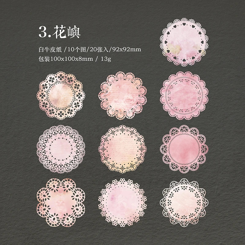 20 pcs/lot INS lace material paper Decorative Scrapbooking Diary Album hand made Collage material Background paper