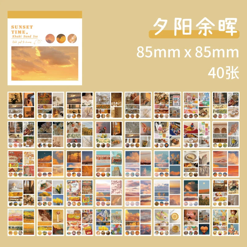 JIANQI 40pcs/pack Aesthetics Decor Stickers Book DIY Scrapbooking Supplies Album Creative Stationery Already Cut Ins Stickers