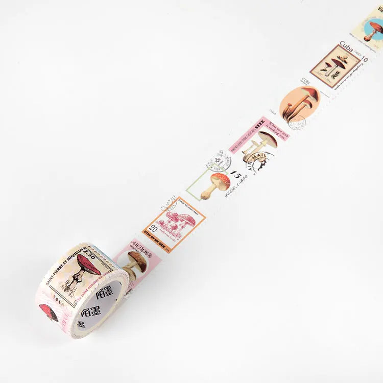 JIANQI Vintage Stamp Plant Washi Tape Stick Labels Paper Stickers Masking tape DIY Scrapbooking Material Craft Supplies