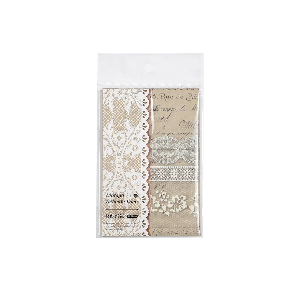30 pcs/pack Lace lace material paper Diy Diary Album Decorative Literature Art Scrapbooking material junk journal supplies
