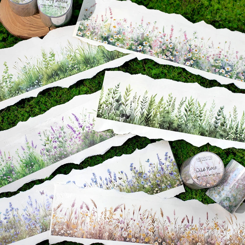 50mm*2m PET Grass Plant landscaping Tapes Stickers Scrapbooking Hand Account Adhesive hand made Diy Junk Journal Craft Supplies