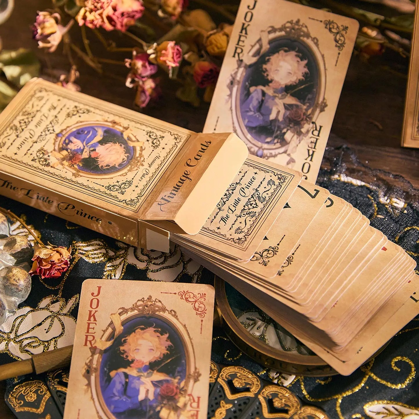 JIANQI 55 pcs Retro poker cards material paper Decorative Scrapbooking Diary Album hand made Collage material Background paper