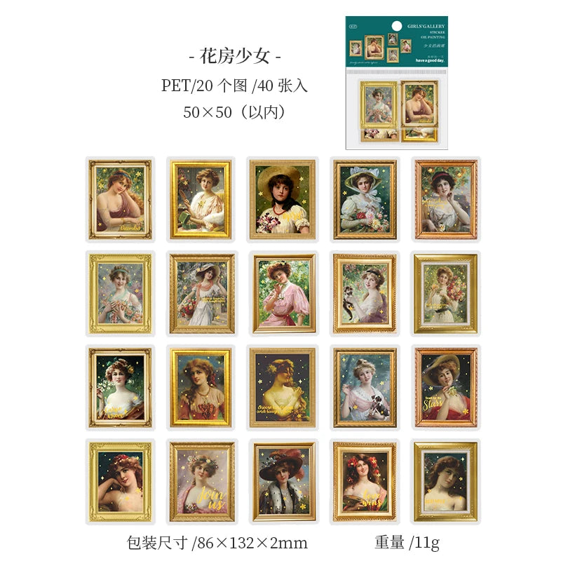 JIANQI 40 sheet Girl's Gallery Stickers Creative Scrapbooking Supplies Collage Junk Journaling Materials Crafts