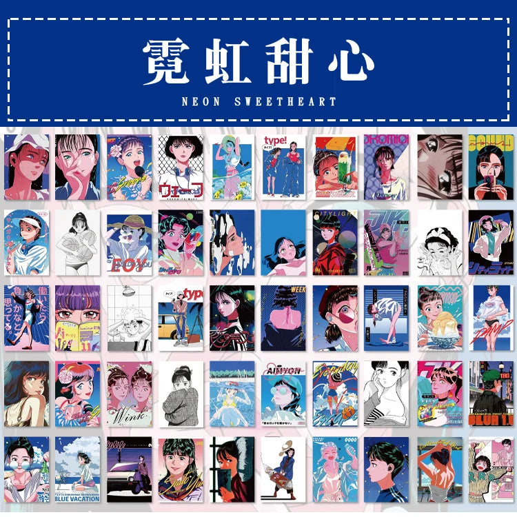 JIANQI 50pcs INS Stickers Cartoon Girly Stickers kawayi Stickers Diy Decorative Scrapbooking Junk Journal Stationery Stickers